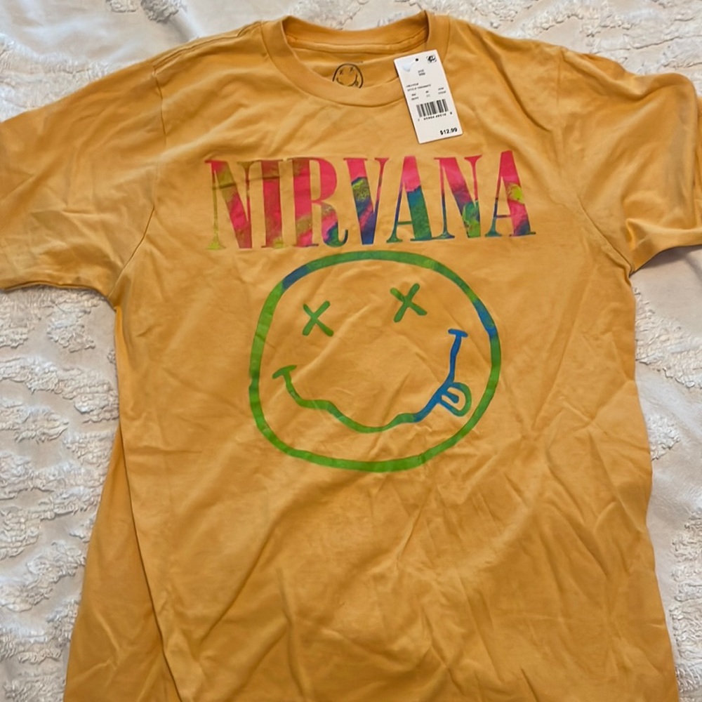 NWT yellow Nirvana graphic tee